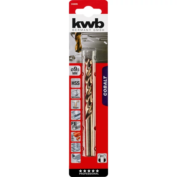 KWB PROFESSIONAL HSS-G CO TWIST METAL DRILL bliszteres fémfúrószár  9,5 mm   49248695