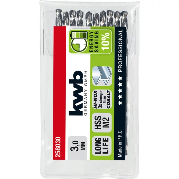 KWB PROFESSIONAL HI-NOX HSS-M2 METAL DRILL  hengeres fémfúrószár  61 x 18 x 3,0 mm  49258030