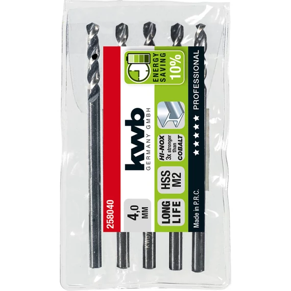 KWB PROFESSIONAL HI-NOX HSS-M2 METAL DRILL  hengeres fémfúrószár  75 x 25 x 4,0 mm  49258040