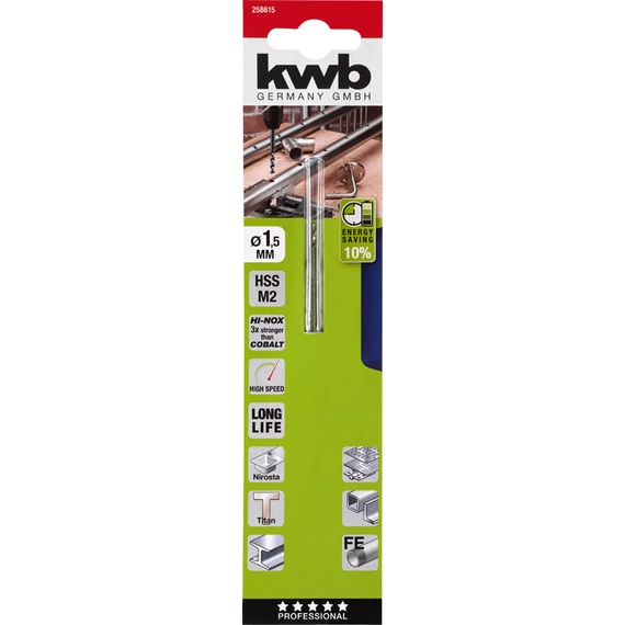 KWB PROFESSIONAL HI-NOX HSS-M2 METAL DRILL  hengeres fémfúrószár  40 x 10 x 1,5 mm    49258615