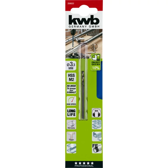 KWB PROFESSIONAL HI-NOX HSS-M2 METAL DRILL  hengeres fémfúrószár  65 x 20 x 3,3 mm   49258633