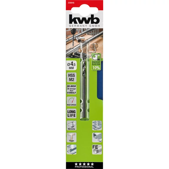 KWB PROFESSIONAL HI-NOX HSS-M2 METAL DRILL  hengeres fémfúrószár  80 x 28 x 4,5 mm    49258645