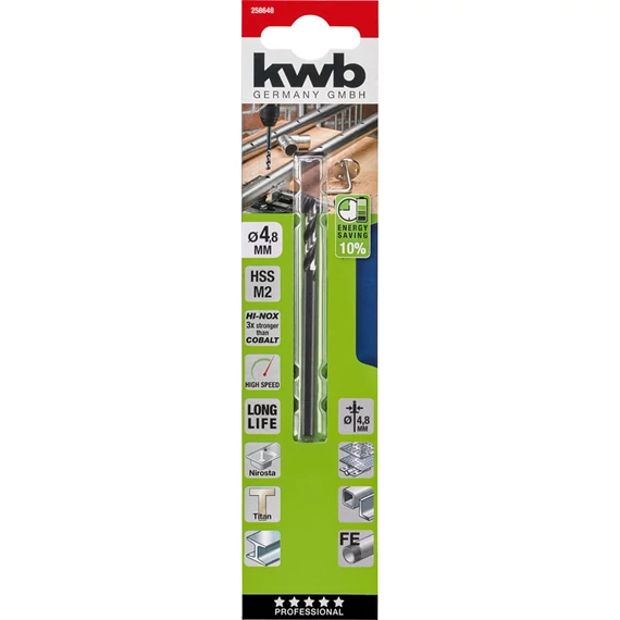 KWB PROFESSIONAL HI-NOX HSS-M2 METAL DRILL  hengeres fémfúrószár  86 x 32 x 4,8 mm    49258648