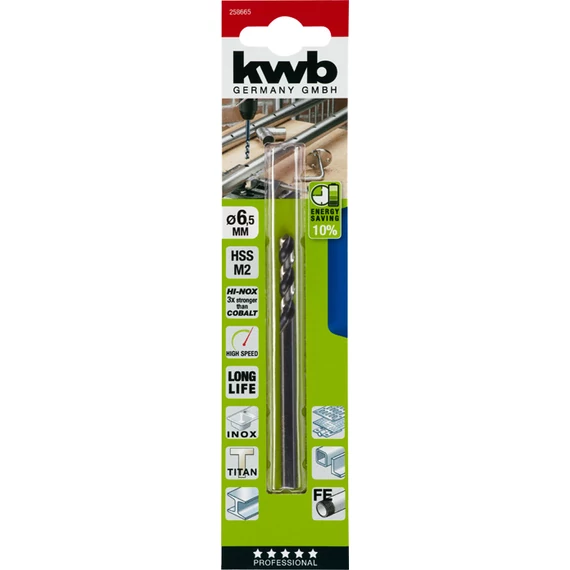 KWB PROFESSIONAL HI-NOX HSS-M2 METAL DRILL  hengeres fémfúrószár  101 x 40 x 6,5 mm   49258665