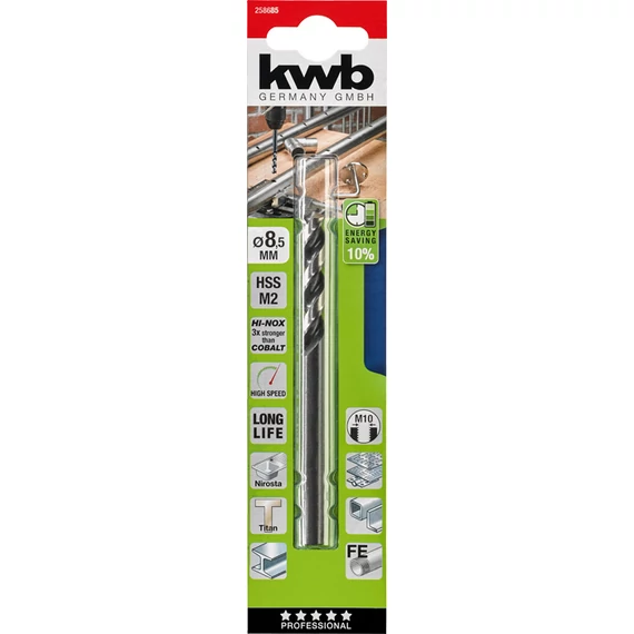 KWB PROFESSIONAL HI-NOX HSS-M2 METAL DRILL  hengeres fémfúrószár 117 x 51 x 8,5 mm  49258685