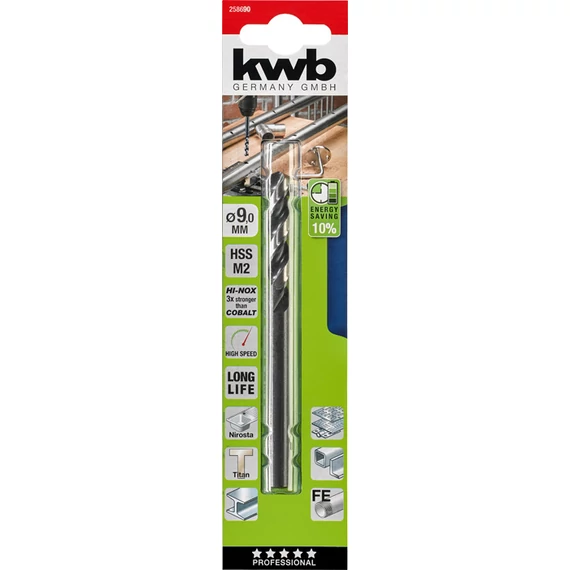 KWB PROFESSIONAL HI-NOX HSS-M2 METAL DRILL  hengeres fémfúrószár  125 x 57 x 9,0 mm   49258690
