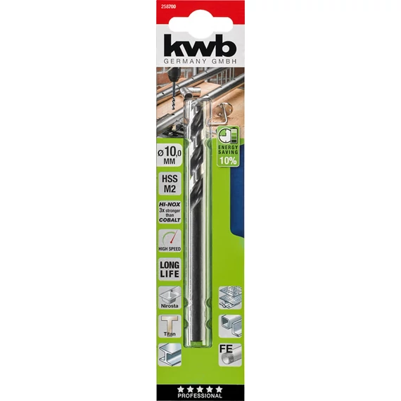 KWB PROFESSIONAL HI-NOX HSS-M2 METAL DRILLhengeres fémfúrószár  133 x 63 x 10,0 mm49258700