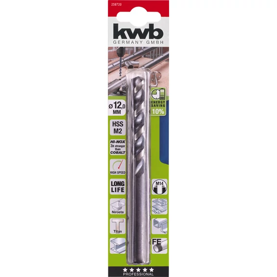 KWB PROFESSIONAL HI-NOX HSS-M2 METAL DRILLhengeres fémfúrószár  151 x 78 x 12,0 mm49258720