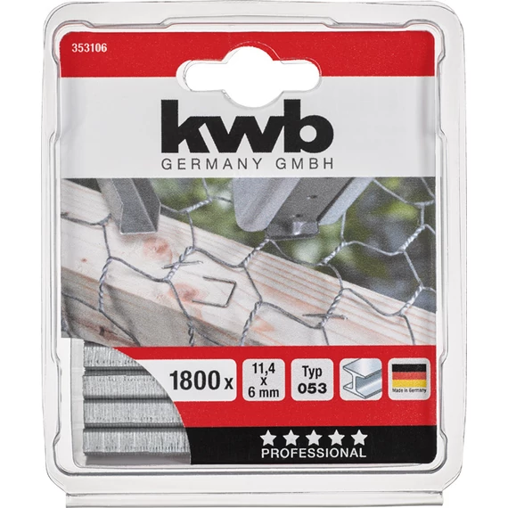 KWB PROFI HIGH QUALITY STEEL STAPLES Type 053/353  11,4 x 6 mm  1800 db    49353106