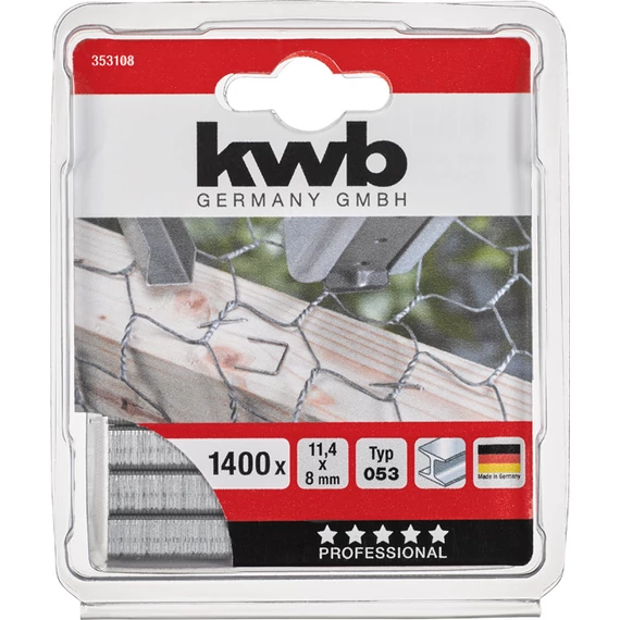 KWB PROFI HIGH QUALITY STEEL STAPLES  Type 053/353  11,4 x  8 mm  1400 db    49353108