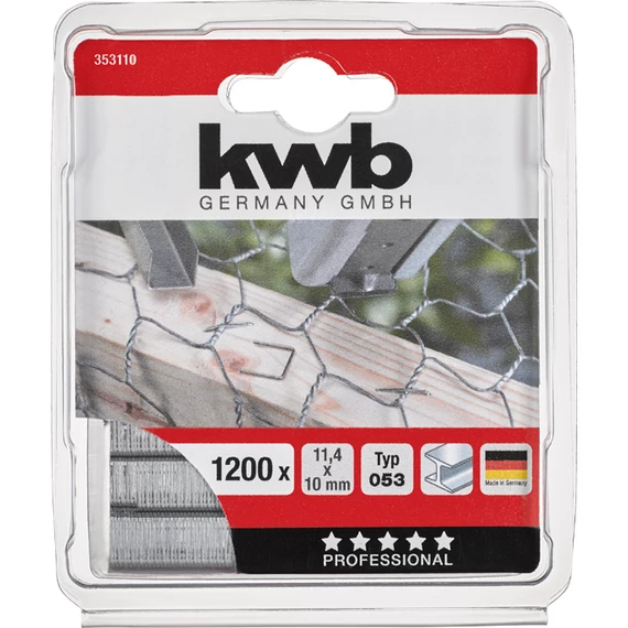 KWB PROFI HIGH QUALITY STEEL STAPLES  Type 053/353  11,4 x 10 mm  1200 db   49353110