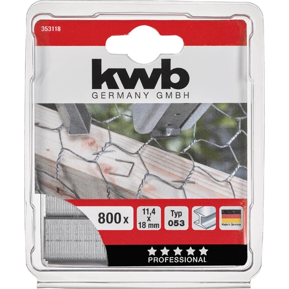 KWB PROFI HIGH QUALITY STEEL STAPLES Type 053/353  11,4 x 18 mm    800 db    49353118