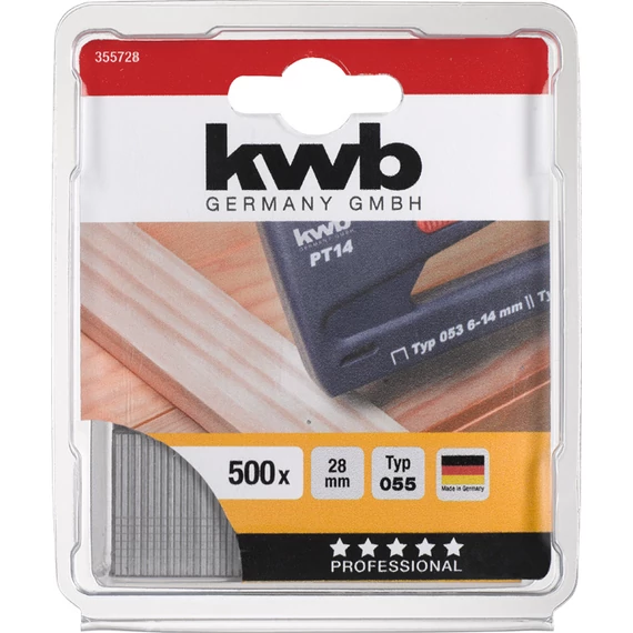 KWB PROFI HIGH QUALITY EXTRA SRONG STEEL BRADS  Type 055/355  szeg 28 mm  500 db     49355728
