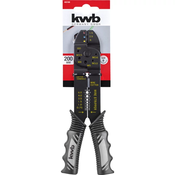 KWB PROFESSIONAL CRIMPING PLIERSkombinált többcélú blankoló és krimpelő fogó csavarvágóval  200 mm    49403100