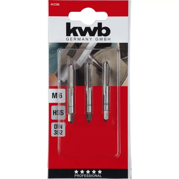 KWB PROFESSIONAL HSS-G HAND TAPS SET metrikus kézi menetfúró 50 x 19 x 6.0 mm    M6   menetemelkedés: 1.0   49443306