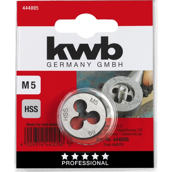KWB PROFESSIONAL HSS ROUND DIE kézi menetmetsző menetemelkedés: 0.8   M5   25 mm    49444005