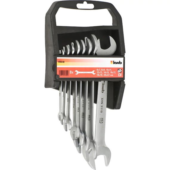 KWB PROFESSIONAL CrV OPEN END SPANNER SET  villáskulcs klt. 8 db   6-7, 8-9, 10-11, 12-13, 14-15, 16-17, 18-19, 20-22 mm    49470300