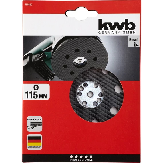 KWB PROFESSIONAL QUICK-STICK tépőzáras excentercsiszoló talp 115 mm Bosch kód: PEX 11 A/AE,  PEX 115 A/AE,  PEX 9,6 VA
