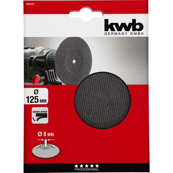 KWB PROFESSIONAL QUICK-STICK HOOK & LOOP BACKING PAD tépőzáras csapos tányer  125 mm  49488000