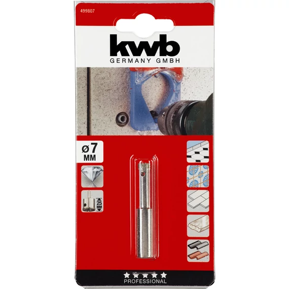 KWB EXPERT DIAMOND HOLE SAW for WET CUTTING csapos gyémánt koronafúró    7 x 25 mm    49499807