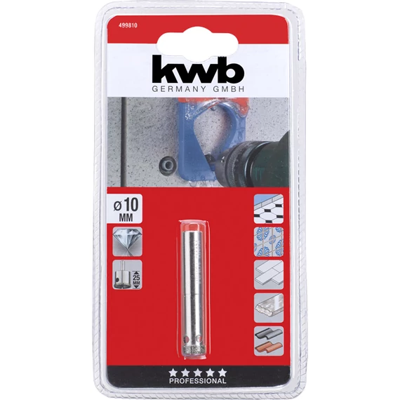 KWB EXPERT DIAMOND HOLE SAW for WET CUTTING csapos gyémánt koronafúró  10 x 25 mm      49499810