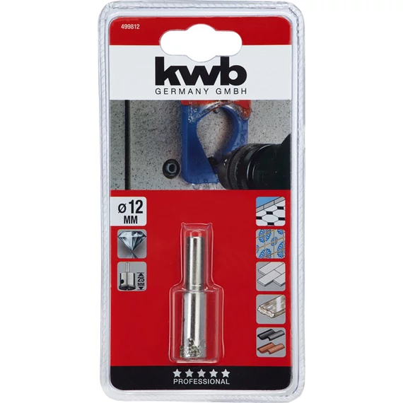 KWB EXPERT DIAMOND HOLE SAW for WET CUTTING csapos gyémánt koronafúró  12 x 25 mm    49499812