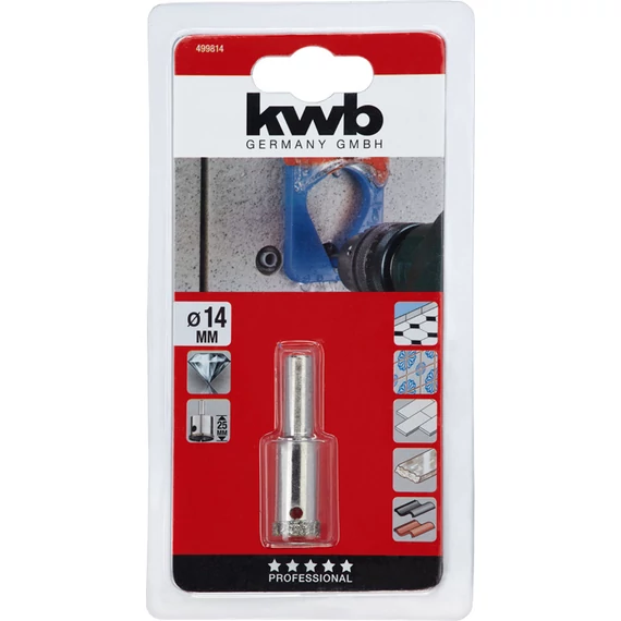 KWB EXPERT DIAMOND HOLE SAW for WET CUTTING csapos gyémánt koronafúró  14 x 25 mm    49499814
