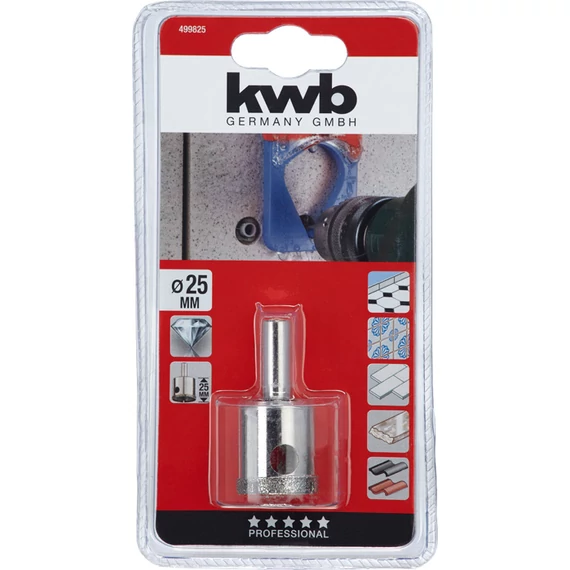 KWB EXPERT DIAMOND HOLE SAW for WET CUTTING csapos gyémánt koronafúró  25 x 25 mm      49499825