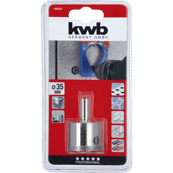 KWB EXPERT DIAMOND HOLE SAW for WET CUTTING csapos gyémánt koronafúró  35 x 25 mm   49499835