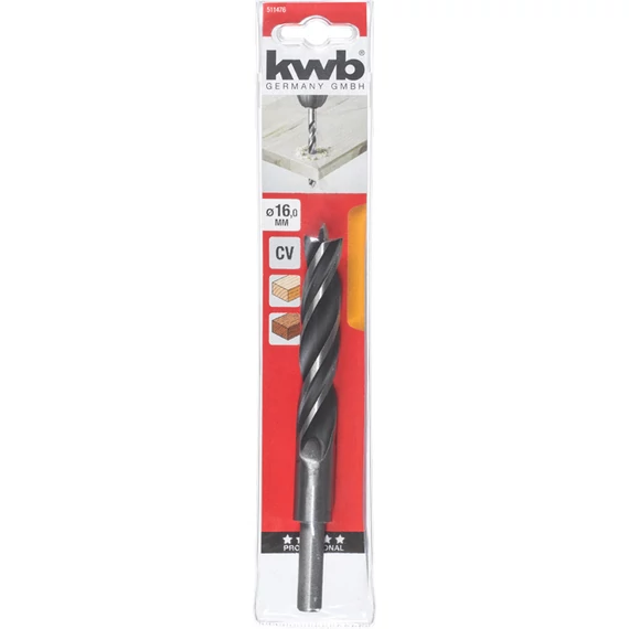 KWB EXPERT CrV 2-PHASE FLUTES WOOD DRILL BITS hengeres befogású fafúrószár  160/121 x 16,0 mm49511476