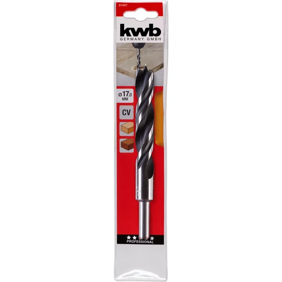 KWB EXPERT CrV 2-PHASE FLUTES WOOD DRILL BITS hengeres befogású fafúrószár  160/121 x 17,0 mm49511477