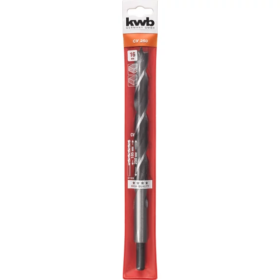 KWB EXPERT CrV EXTRA LONG WOOD DRILL BIT hengeres befogású fafúrószár  250/185 x 16,0 mm  49511816