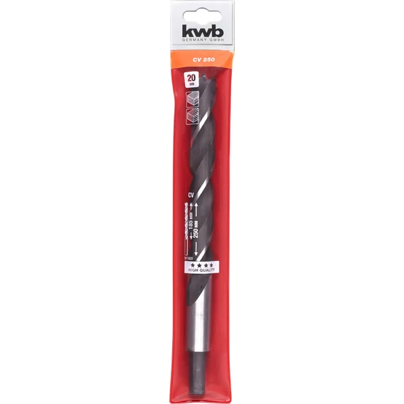 KWB EXPERT CrV EXTRA LONG WOOD DRILL BIT hengeres befogású fafúrószár  250/185 x 20,0 mm  49511820