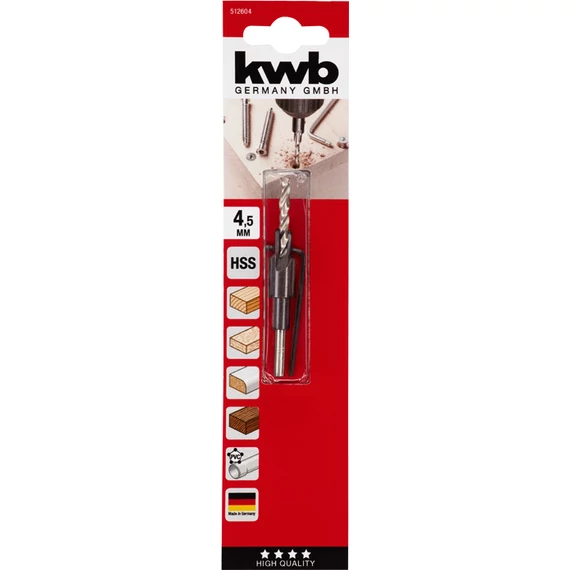 KWB EXPERT HSS-M2 WOOD DRILL WITH COUNTERBORE előfúrószár állítható, komfirmátorcsavar süllyesztő 4,5 - 7 mm