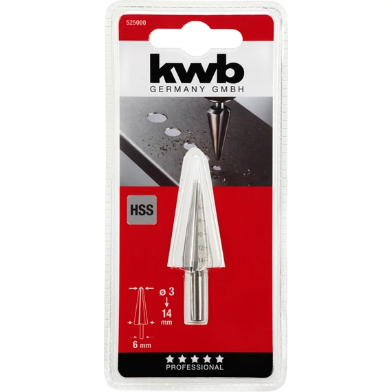 KWB PROFI HSS CONECUT DRILL fokozatmentes kúpfúró acéllemez, színesfém, PVC   3-14 x 8 mm   49525000