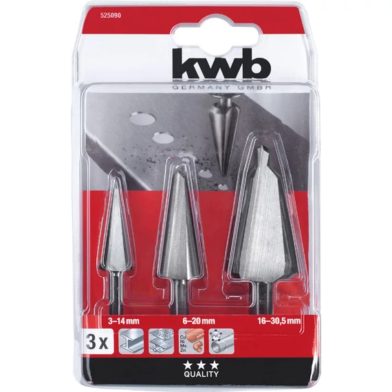 KWB CLASSIC HSS SHEET METAL QUICK-HELIX DRILL BIT SET  fokozatmentes kúpfúró klt. 3 db  49525090