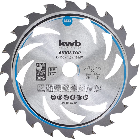 KWB AKKU TOP ENERGY SAVING 30% 150 x 16 x 1 mm fogak: 20     49583354
