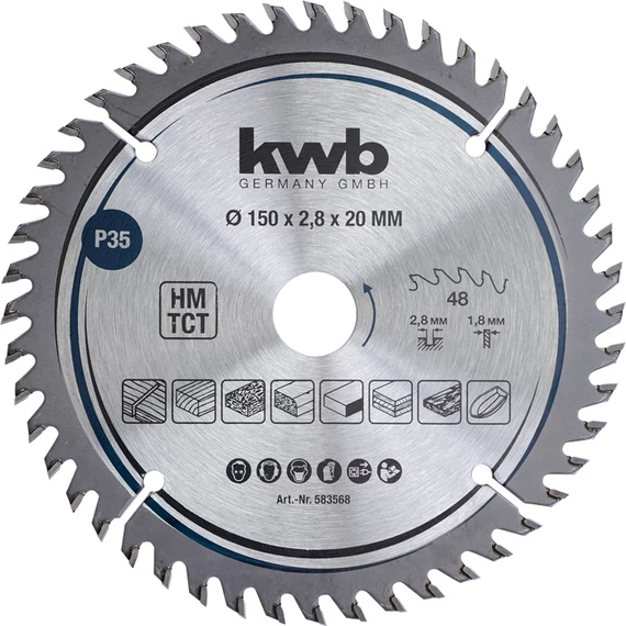 KWB EXPERT TCT fűrészlap  150 x 20 x 1,8 mm  fogak: 48    49583568