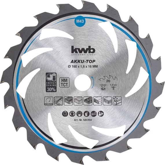 KWB AKKU TOP ENERGY SAVING 30% 160 x 16 x 1 mm fogak: 20    49584354