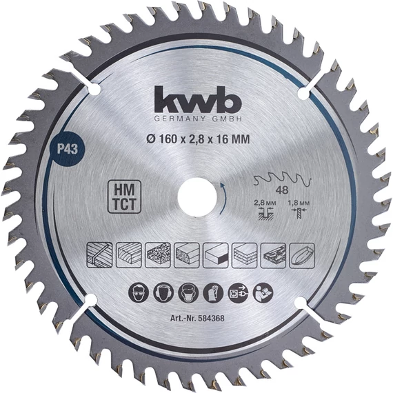 KWB EXPERT TCT fűrészlap  160 x 16 x 1,8 mm  fogak: 48     49584368