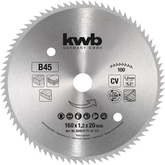 KWB PROFI CrV fűrészlap  160 x 20 x 1,2 mm  fogak: 100