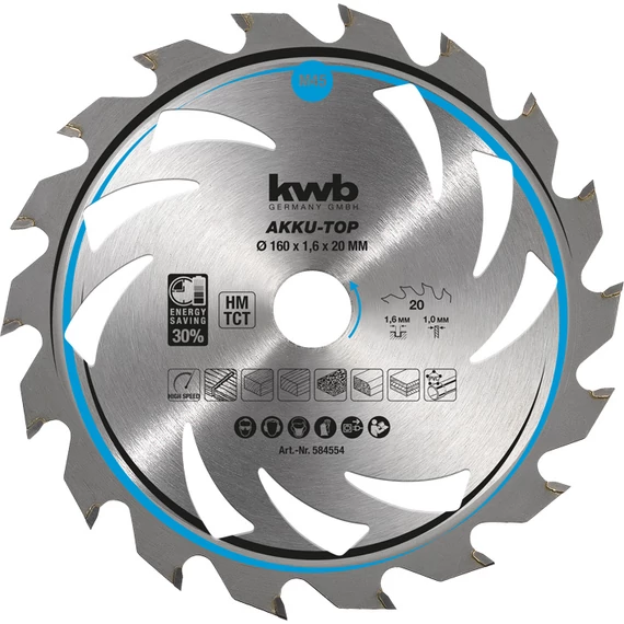 KWB AKKU TOP ENERGY SAVING 30% 160 x 20 x 1 mm fogak: 20     49584554