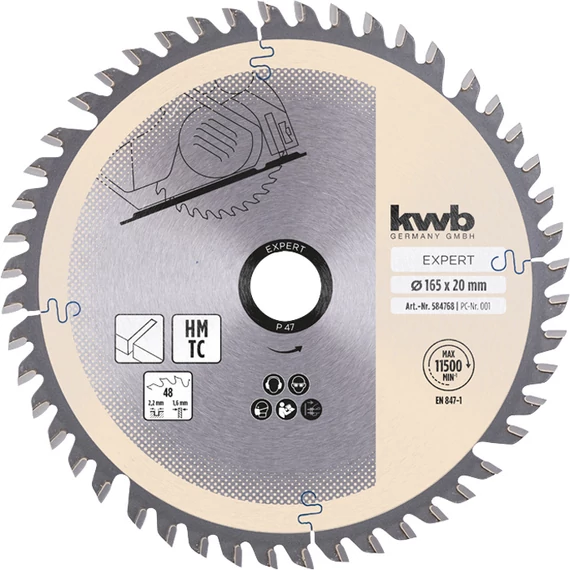 KWB EXPERT CLEAN CUT CIRCULAR SAW BLADES FOR HAND HELD CIRCULAR SAWSTCT fűrészlap 165 x 20 x 2,2 mmfogak: 48    49584768