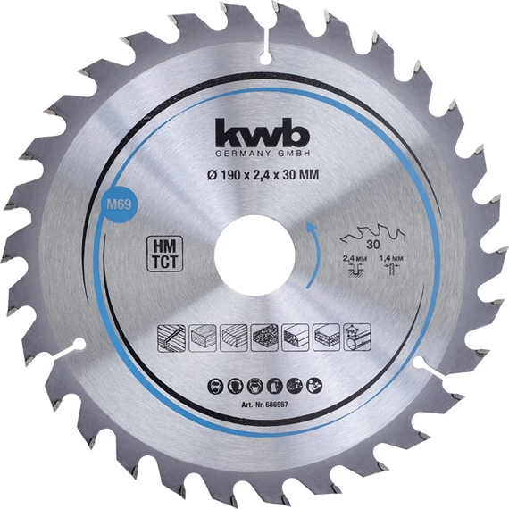 KWB EXPERT TCT fűrészlap  190 x 30 x 1,4 mm  fogak: 30