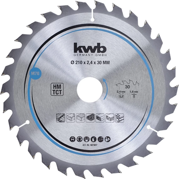 KWB EXPERT TCT fűrészlap  210 x 30 x 1,6 mm  fogak: 30