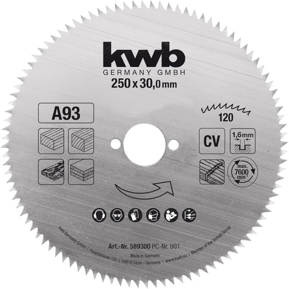 KWB PROFI CrV fűrészlap  250 x 30 x 1,6 mm  fogak: 120