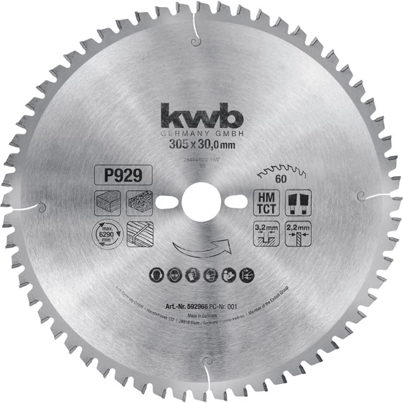 KWB EXPERT TCT fűrészlap  305 x 30 x 2,2 mm  fogak: 60    49592966