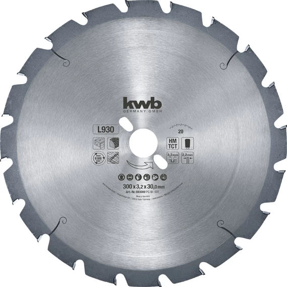 KWB PROFI TCT fűrészlap  300 x 30 x 2,2 mm  fogak: 20