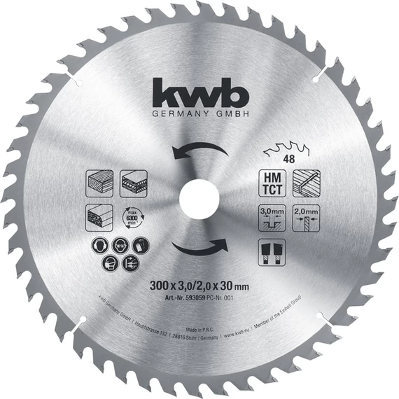 KWB CLASSIC TCT fűrészlap  300 x 30 x 1,8 mm  fogak: 48
