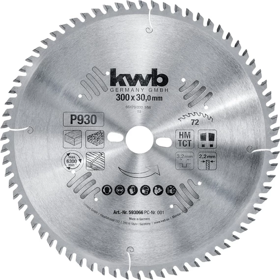 KWB EXPERT TCT fűrészlap  300 x 30 x 2,2 mm  fogak: 72     49593066